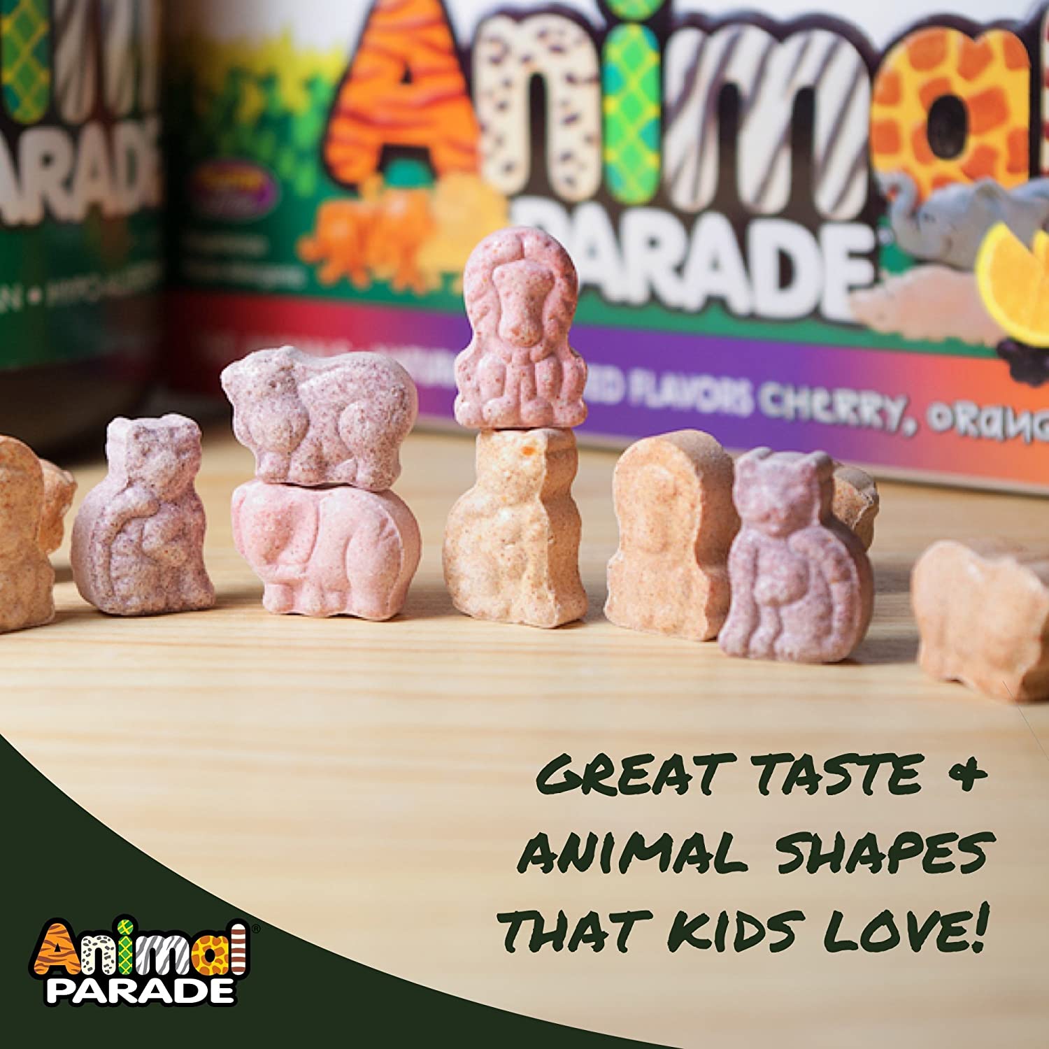 NaturesPlus Animal Parade Gold Children Multivitamin, Orange Flavour, Chewable Animal Shaped Tablets, Vegan, Gluten Free - Image 3