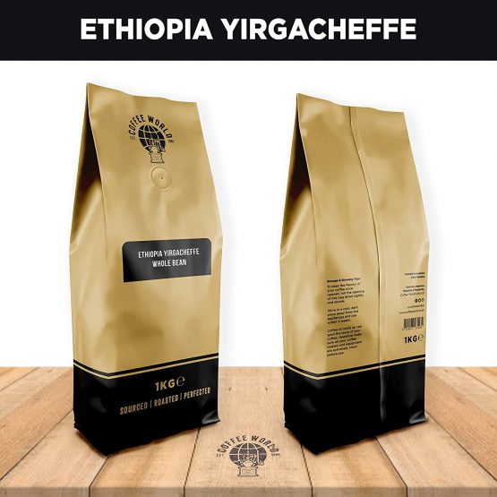 Coffee World | Ethiopia Yirgacheffe Single Origin UK Roasted Whole Coffee Beans - Perfect Brewing for Cafés, Businesses, Shops & Home Users (Coffee Beans 1KG) - Image 2