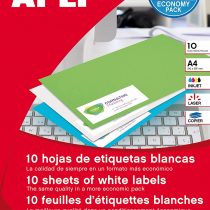 APLI 12922 – Permanent White Labels 105.0 x 37.0 mm 10 Sheets