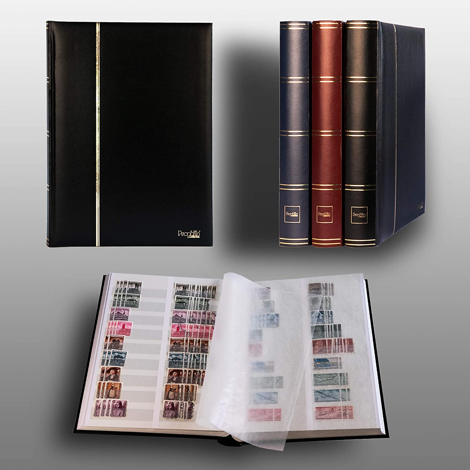 Prophila stamp album (new) 60 white divided sides, padded black cover, 23 x 30,5 cm