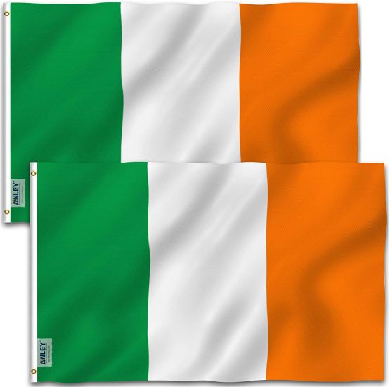 ANLEY Pack of 2 Fly Breeze 3x5 Foot Ireland Flag - Vivid Color and UV Fade Resistant - Canvas Header and Double Stitched - Irish National Flags Polyester with Brass Grommets 3 X 5 Ft
