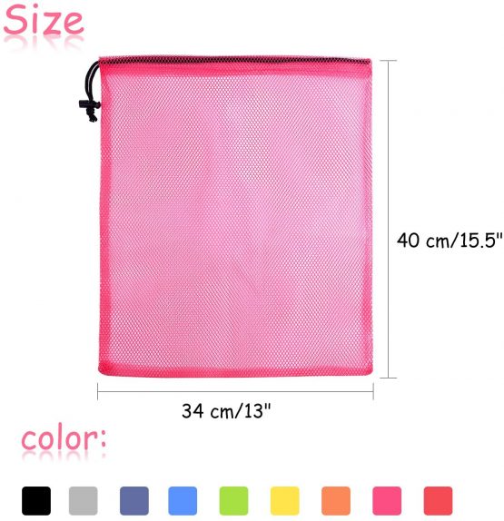 FEPITO 10 Pcs Mesh Drawstring Bag, Laundry Bag, Mesh Stuff Sack, Golf Ball Bag, Nylon Mesh Bag for Storage, Travel and Sports - Image 2