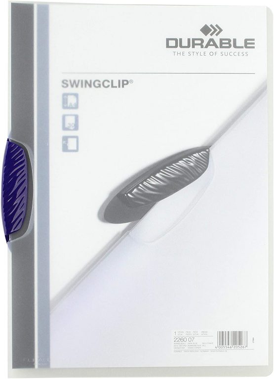 Durable 2260 Swingclip A4 Folder with Blue Clip, Each