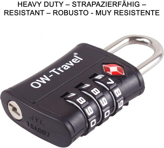 TSA Approved Luggage Locks (2 Pack and 3 Luggage Tags) OW-Travel 3 Digit Security Padlock, Combination Padlocks, Code Lock for Suitcase, Zipper, Luggage, Bag, Case, Backpack, Gym Locker, Box (Black) - Image 4