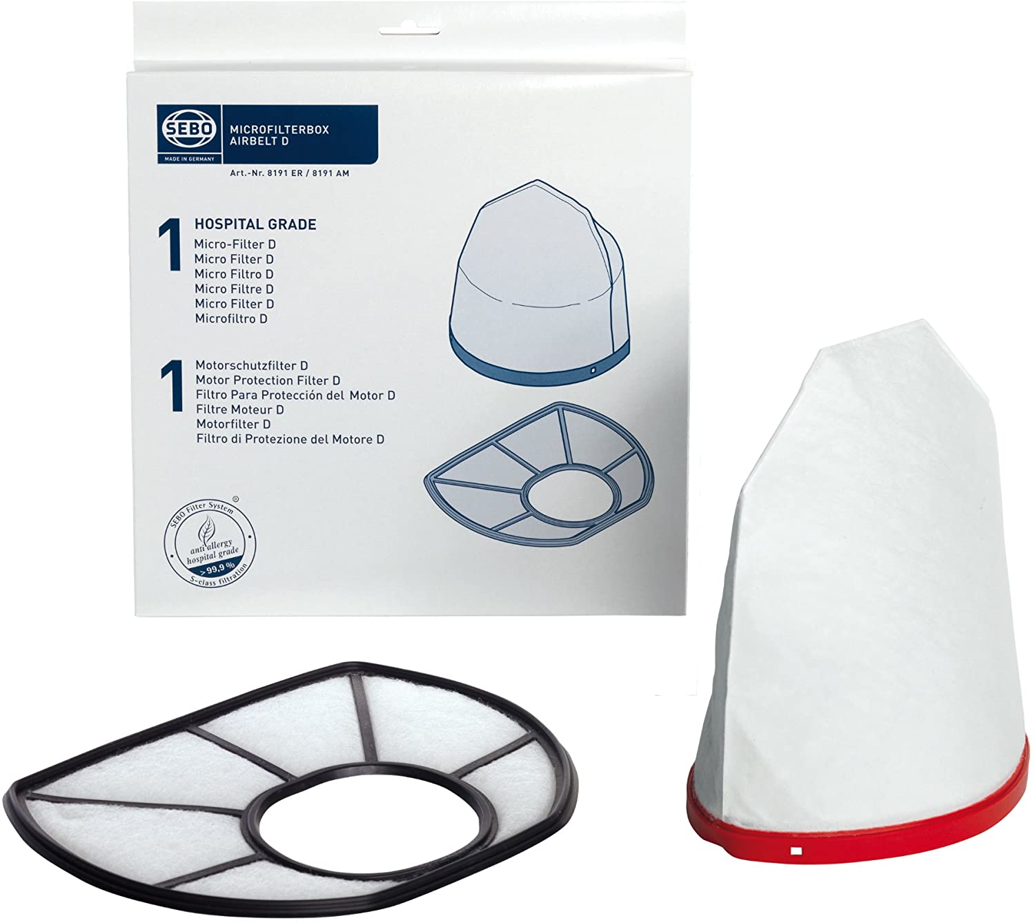 Sebo Mikrofilterbox D 8191 for Sebo Airbelt D Includes 1 Hospital-Grade Filter D and 1 Motor Protection Filter D (S Class Filter) - Image 2