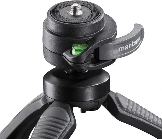Mantona Kaleido Mini 3-Leg Table and Hand Tripod with Ball Head – 1/4 Inch Connector, Spirit Level and Hands Chlafe Deep Grey (7) - Image 3