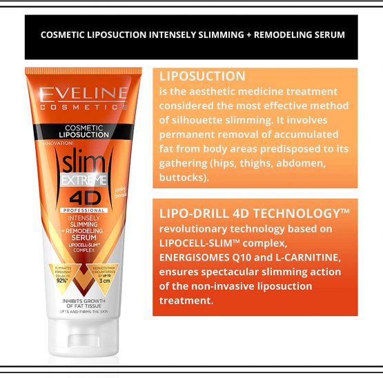 Eveline Cosmetics Slim Extreme 4D Professional Intensely Slimming + Remodeling Serum | 250 ml | Fat Burning Cellulite Slimming Hot Cream | Cooling Formula | Flat Belly, Slim Arms, Legs, Abdomen - Image 4