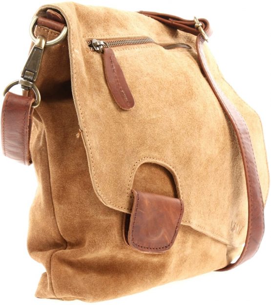 LECONI Shoulder Bag Suede + Genuine Cow Leather Used-Look Vintage Women + Men Handbag Leisure Cross-Body Handbag 29x29x6cm LE3027 - Image 3