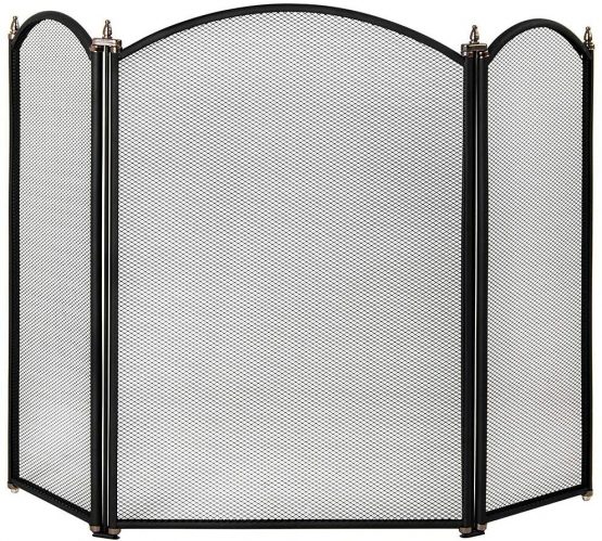 Fire Vida Selby 3 Panel Fire Screen Spark Guard, Black