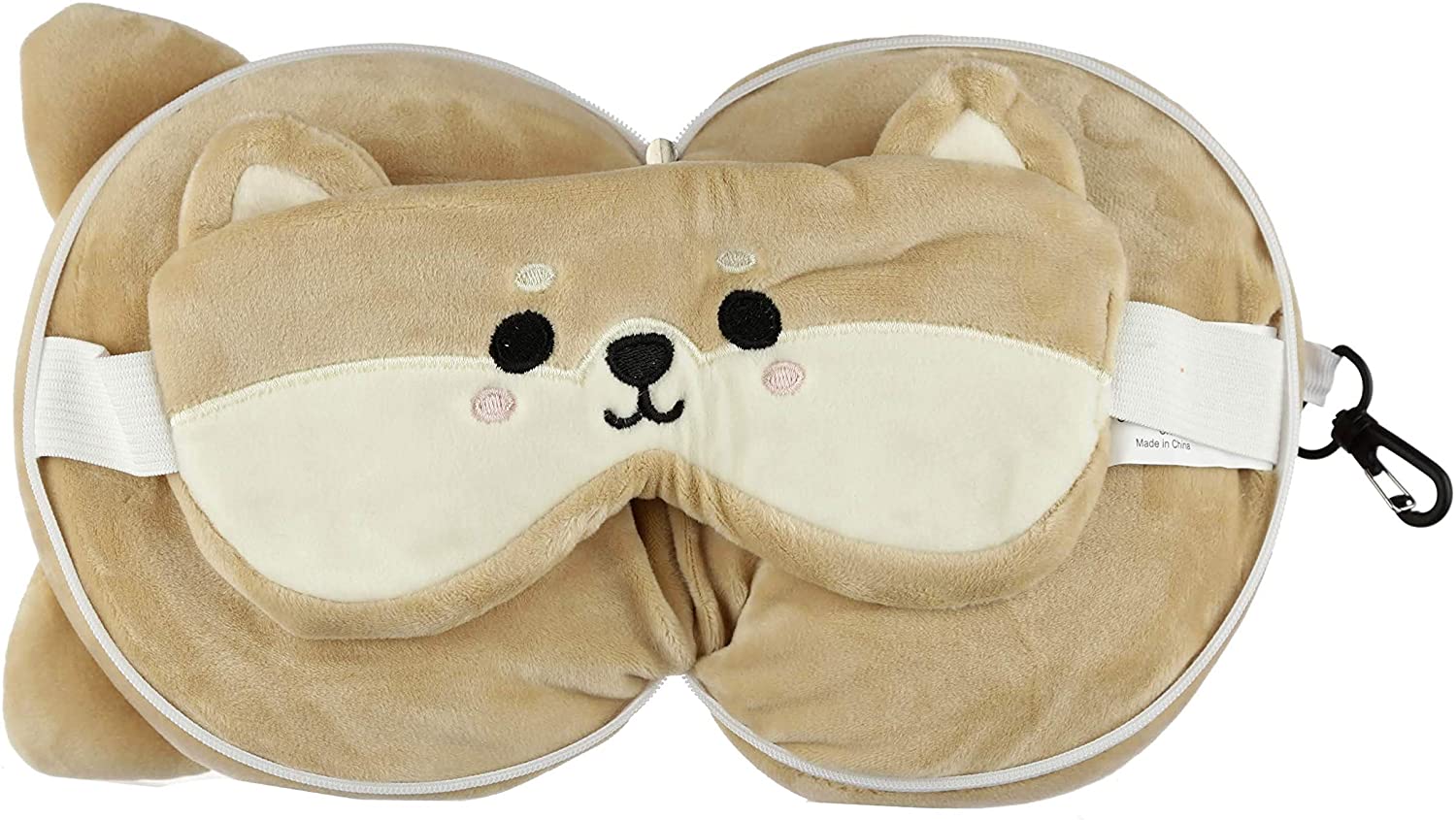 Puckator Relaxeazzz Shiba Inu Dog Round Plush Travel Pillow & Eye Mask, Sleep Eye Mask Masks - Image 2