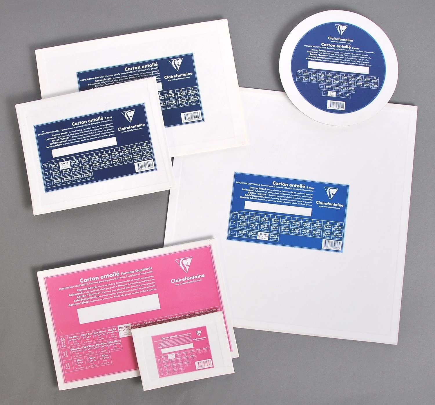 Clairefontaine, Ref 34051C, White Canvas Board (Landscape), 41 x 27cm, 3mm Thick, Made from 100% Cotton