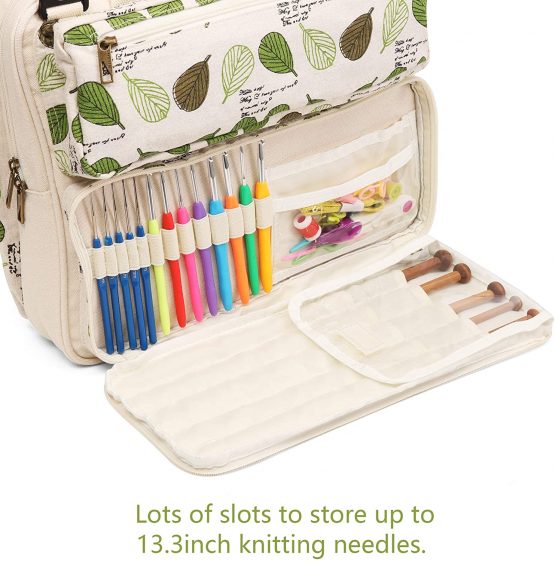 Lavievert Knitting Tote Bag Yarn Storage Bag for Carrying Projects, Knitting Needles, Crochet Hooks and Other Accessories - Image 4