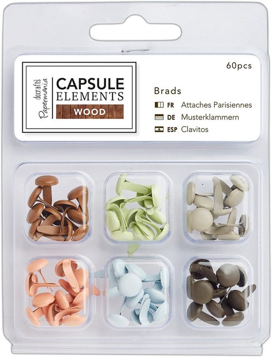 docrafts Papermania Elements Wood Brads (60 Pieces)