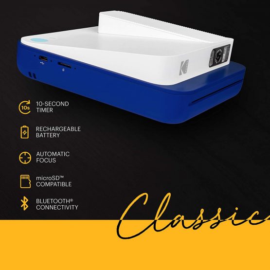 KODAK Smile Classic Digital Instant Camera with Bluetooth (Blue) 16MP Pictures, 35 Prints per Charge – Includes Starter Pack 3.5 x 4.25" ZINK Photo Paper, Sticker Frames Edition - Image 3