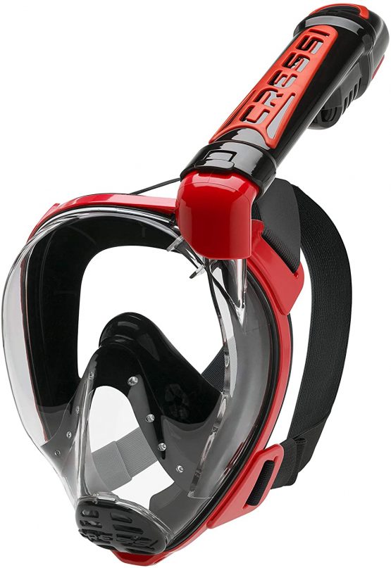 Cressi Duke Full Face Mask for Vision Snorkeling Whit Dry Tube, Black/Red, M/L