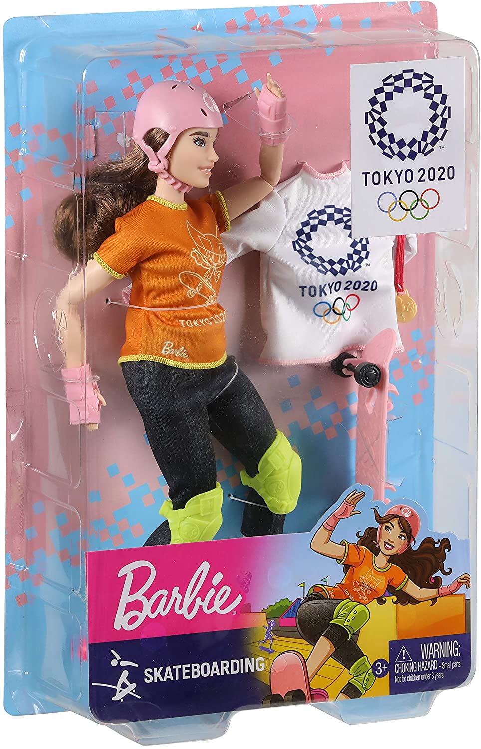 Barbie GJL78 Skateboarder Doll, Gold,grey,orange,pink, Standard Size - Image 4