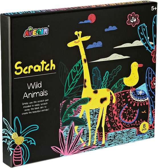 Avenir CH1687 Scratch Box Wild Animals, Mixed Colours