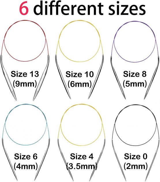 40 inch (100 cm) Circular Knitting Needles Set 2mm 3.5mm 4mm 5mm 6mm 9mm - Image 2