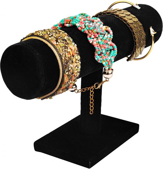 Belle Vous Black Velvet T Bar Bracelet Jewellery Display Stand (2 Pack) - Showcase Home Organiser Holder Rack For Jewellery, Watches, Necklaces and Bangles - Image 4