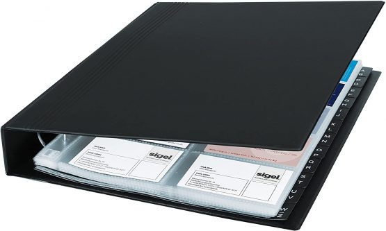 SIGEL VZ301 Card Holder / Card Organiser, leather-look, for up to 400 cards, black