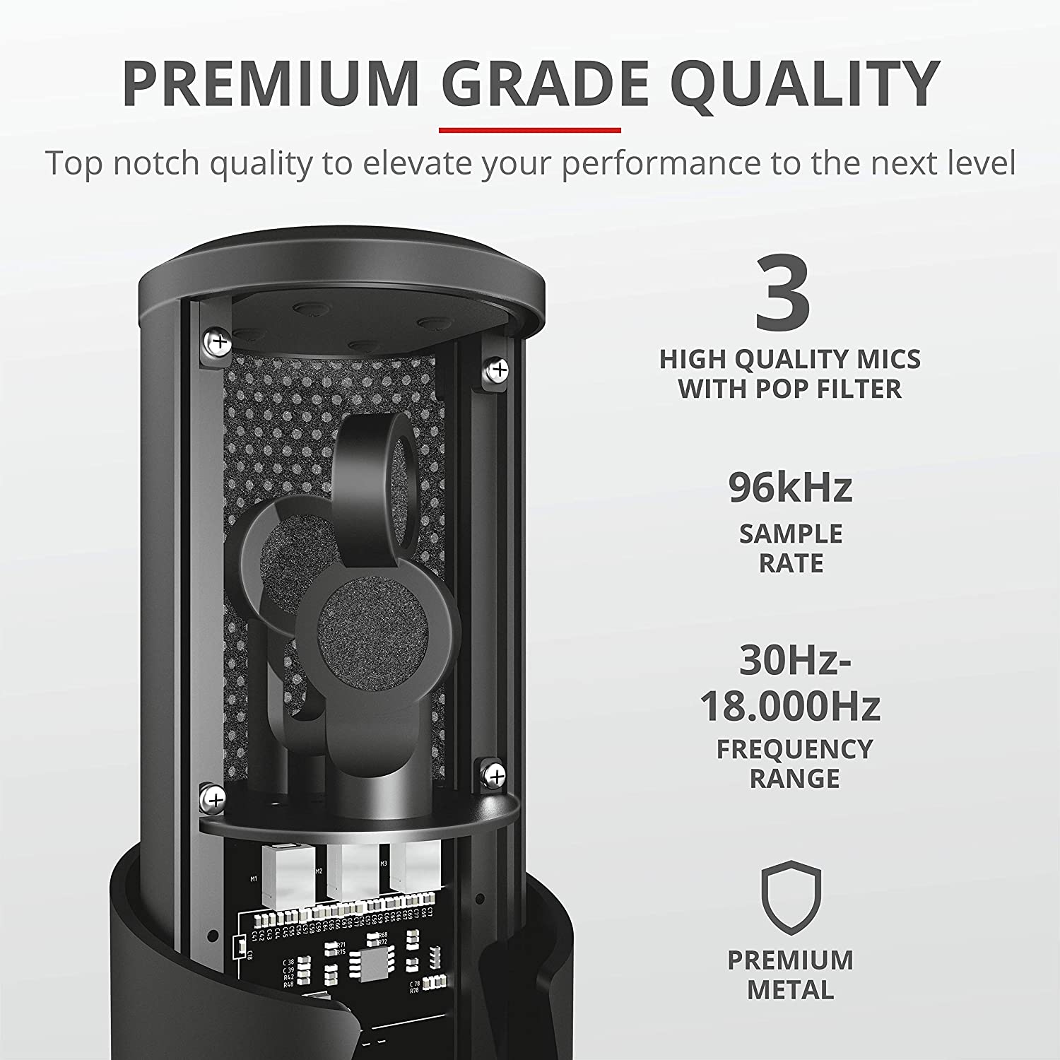 Trust Gaming GXT 258 Fyru Streaming Microphone, 4 Recording Patterns, Gaming Mic with LED Lighting - Image 4