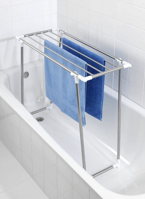 WENKO 3774020100 Laundry dryer Profi Single - 5,5 m drying length, Stainless steel, 87 x 79 x 39 cm, Silver matt - Image 2