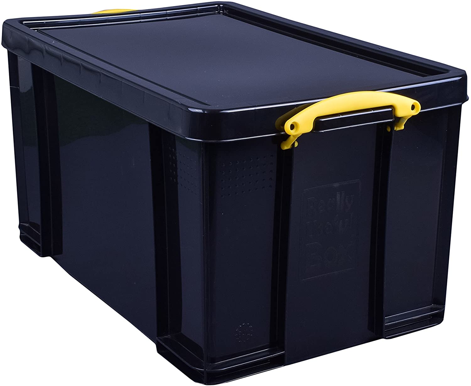 Really Useful Box Plastic Storage 84 Litre Recycled Solid Black, 44 x 38 x 71 cm
