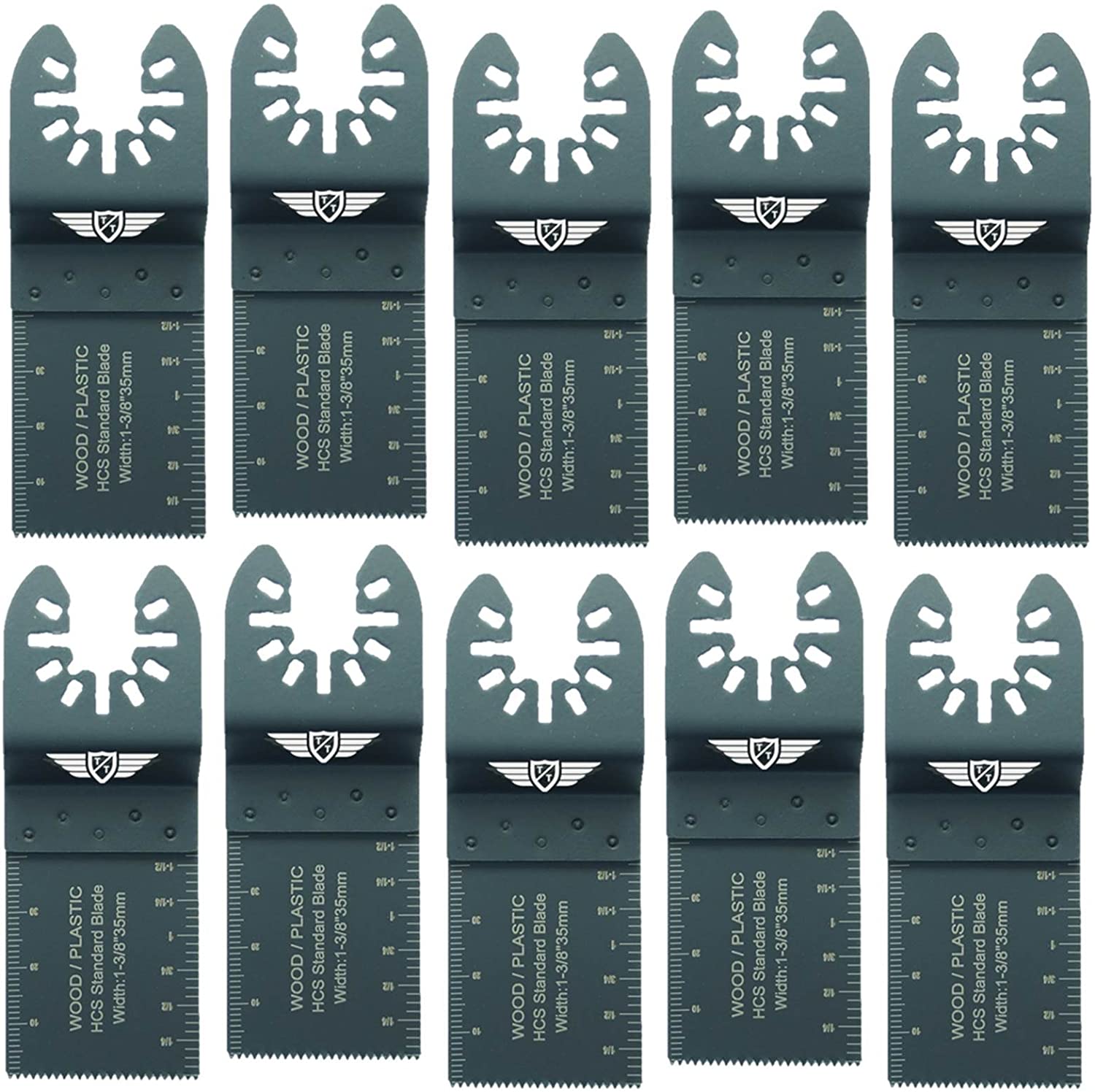 10 x 35mm TopsTools FA35F_10 Wood Fast Fit Blades Compatible with Dewalt Stanley Black and Decker Bosch Fein (Non-StarLock) Makita Milwaukee Parkside Worx Workzone Multitool Accessories