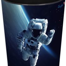 Läufer 26669 Waste Paper Bin with Astronaut Motif 13 litres Perfect for Children's Room Round Sturdy Plastic