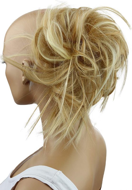 PRETTYSHOP Hairpiece Scrunchy Updo Bridal Hairstyle Voluminous Slightly Wavy Messy Bun Blond Mix G20E