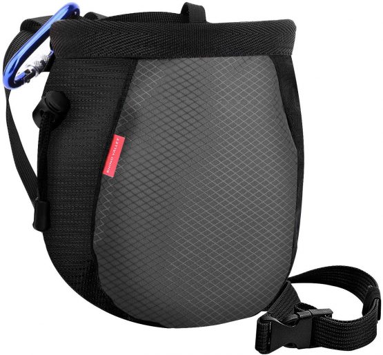Rhino Valley Chalk Bag，No Leak Rock Climbing Strawstring Bag Drawstring Magnesia Sack with Adjustable Belt Carabiner for Gymnastics, Rock Climbing, Bouldering, Weight-Lifting, Crossfit