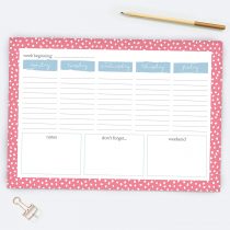 A4 Desk Planner, 53 High Quality Pages, Undated, Weekday Planner, Organiser, to Do List, Notepad for School, Home, Work, Office, Acedemic, Events - Pinking Out Loud