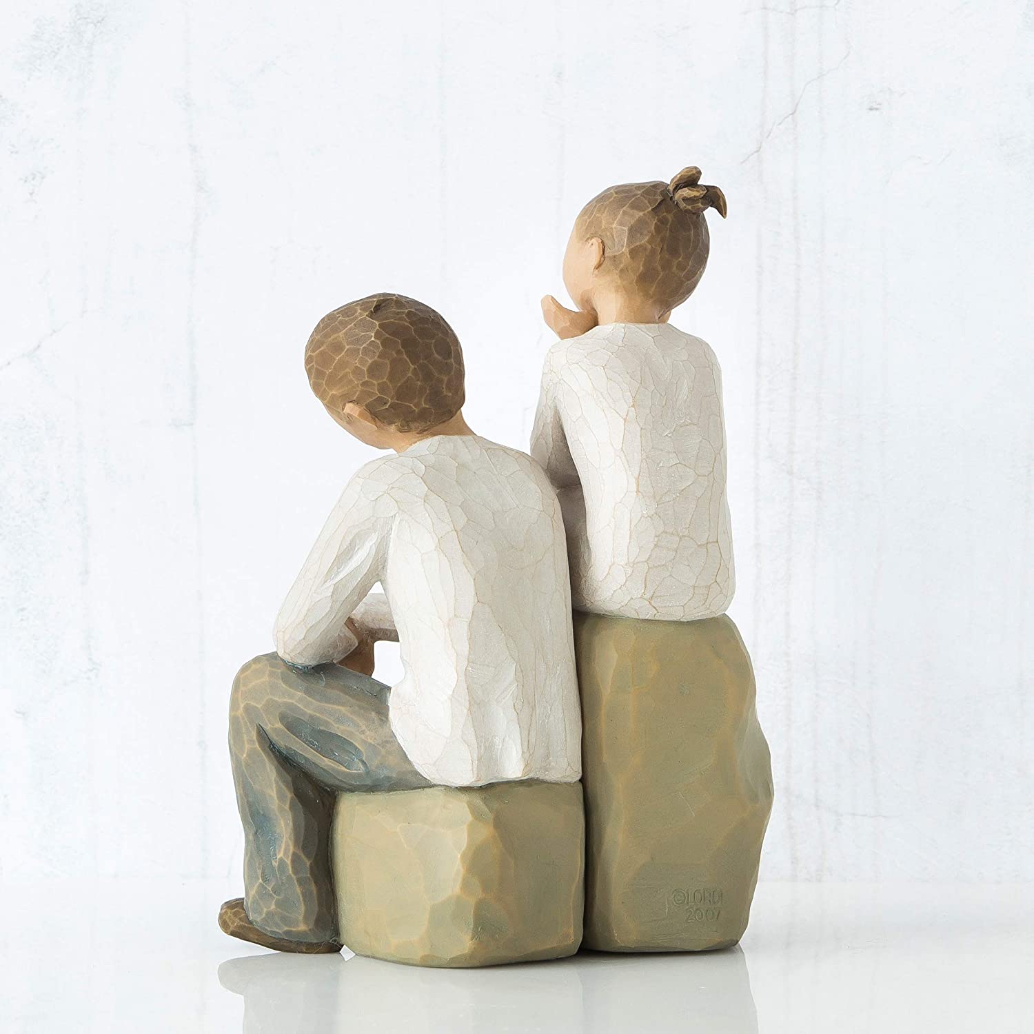 Willow Tree Brother And Sister Figurine, White, Cream, Blue, height 14cm - Image 3
