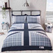 Rapport Home Cool Britania Quilt Duvet Cover Bed Set, Polyester, Denim, Single