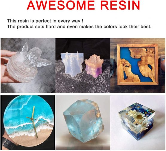 Epoxy Resin Clear Crystal Coating Kit 40oz/1100ml - 2 Part Casting Resin for Art, Craft, Jewelry Making, River Tables, Bonus Gloves, Measuring Cup, Wooden Sticks and Dropper - Image 4