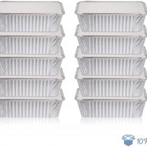 Pack of 10, 1 Litre Aluminum Container Pans with Lids ~ Foil Trays with Lids ~ Good for Baking, Cooking, Storing and Freezing ~ Loaf Size 10.5 x 21cm (4.1 inch x 8.25 inch)
