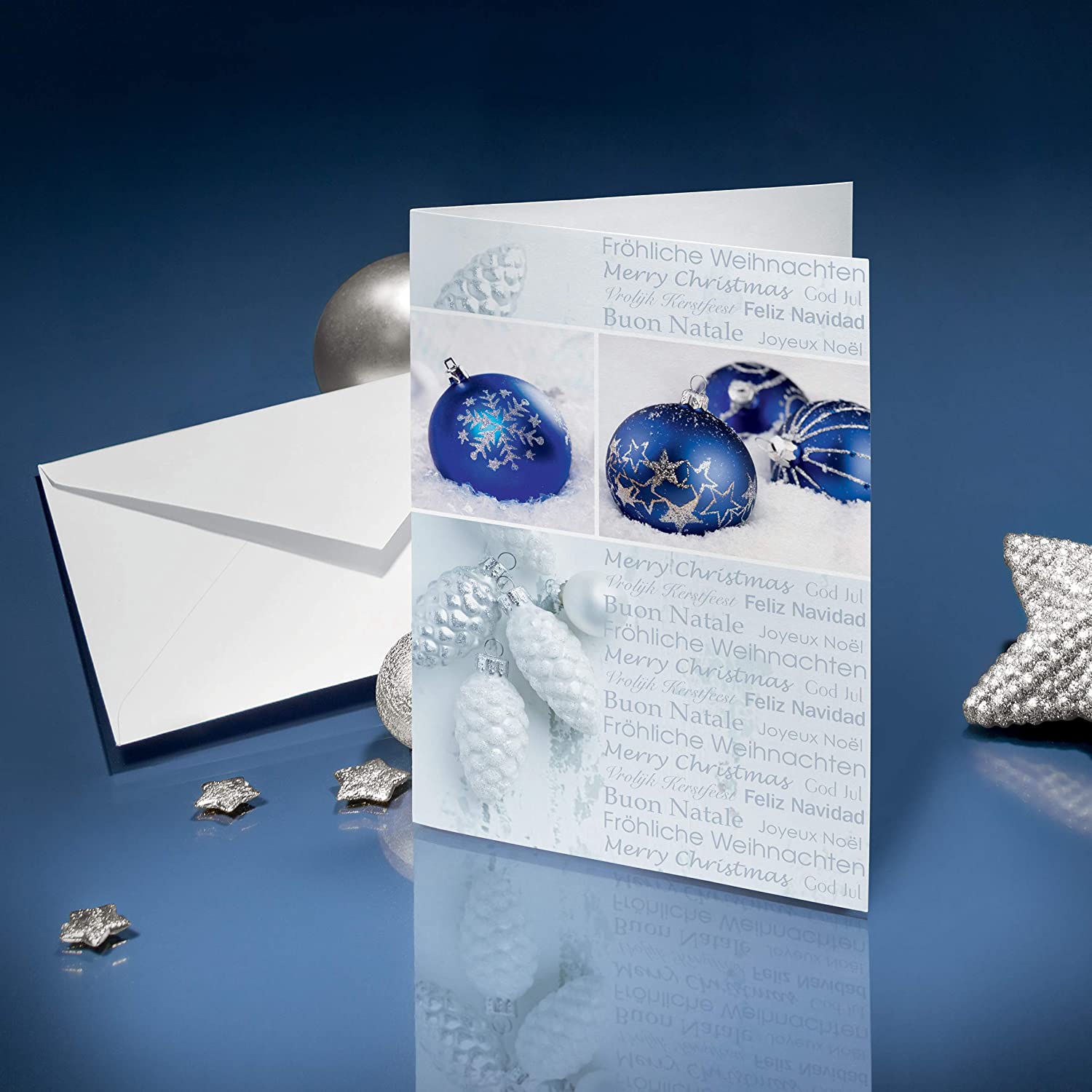 SIGEL DS057 Christmas Greeting Card "Seasons Greetings", A6 (A5), blank, 25 Pieces incl. 25 envelopes, easy to print - Image 3