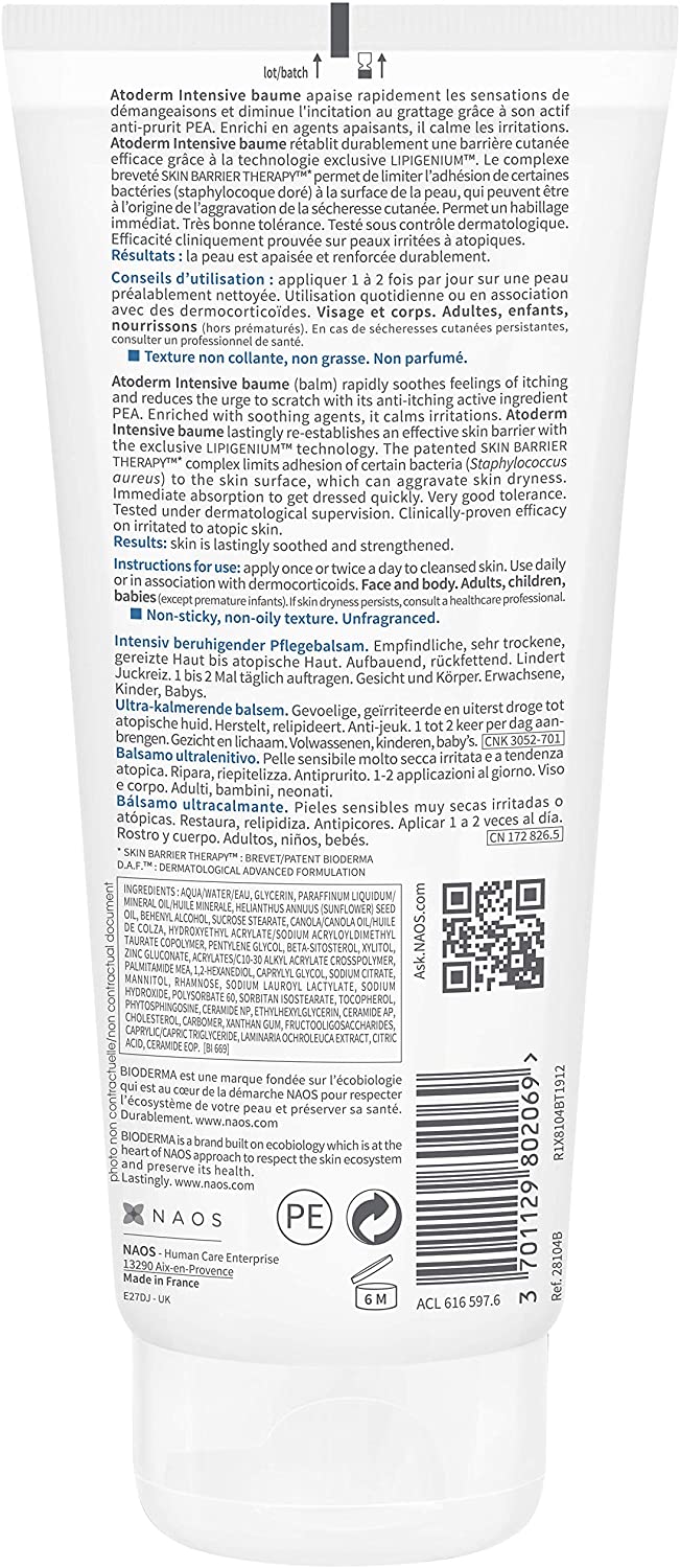 Bioderma Atoderm Intensive Balm, Ultra Soothing Emollient Cream for Very Dry Itchy & Eczema-Prone Skin - Image 2