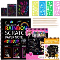MELLIEX 3 Packs Scratch Art Notes for Kids, Magic Scratch Paper DIY Art Crafts Set for Girls Boys Birthdays Party Gift