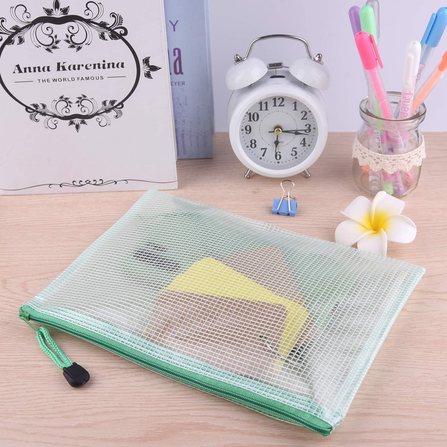 TUPARKA A5 Zipp File Wallets PVC Ziplock Bag Mesh Document Bags for School Office Cosmetics Receipts Storage Homework Storage - Image 4