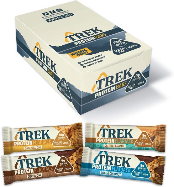 Trek Protein Flapjack Mixed Case - Natural Plant Protein - Gluten Free - Healthy Snack Bars, 50 g (Pack of 16), 99TRKMIX1