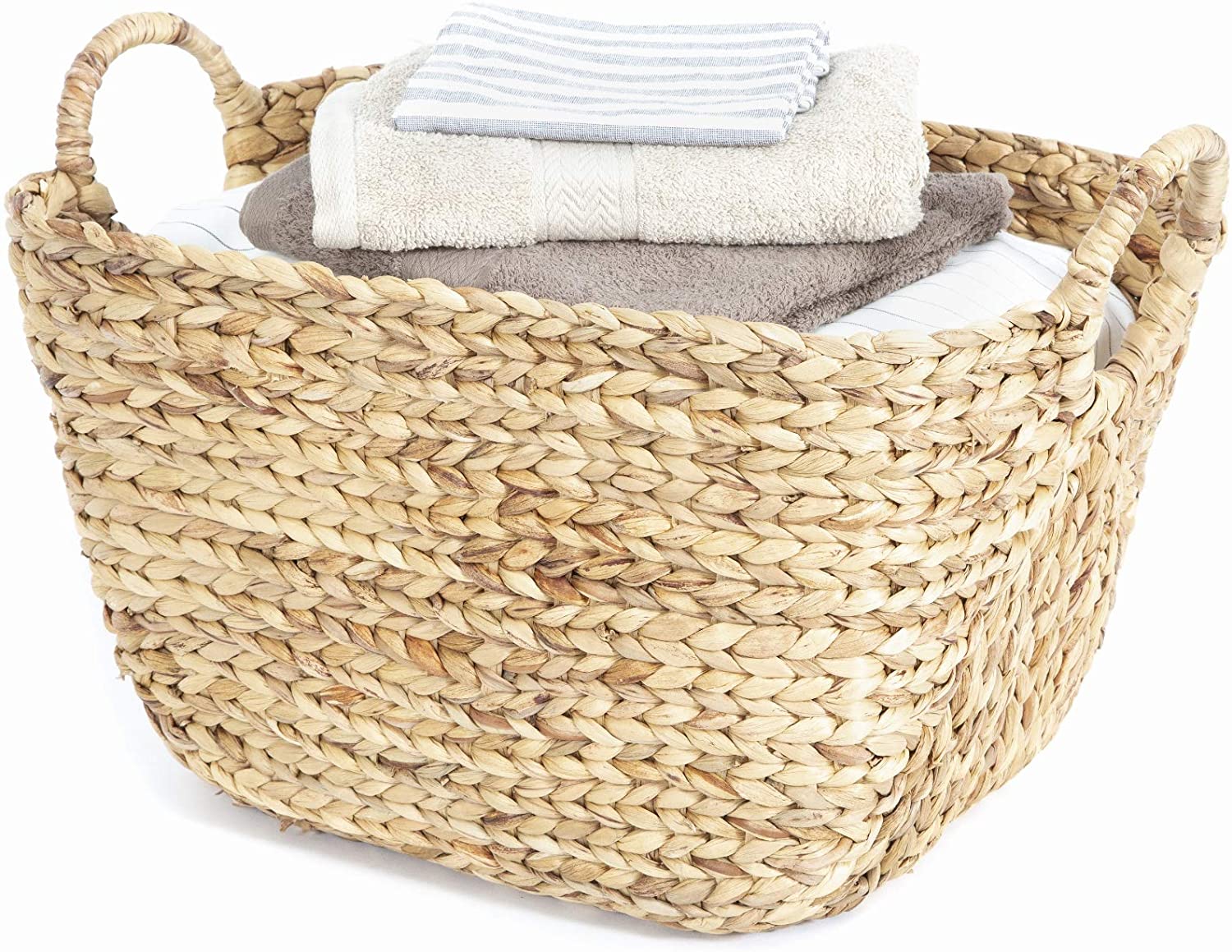 Compactor Hand-Woven Water Hyacinth Storage Basket, Scale Braiding, with Handles, Light Wood, 57 x 33 x H.33 cm, RAN6821, WATERHYACINTH, Natural, XXL - Image 4