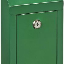 Metal Easy Wall Mounting or CounterTop Charity Donation Collection Box Secure Suggestion and Ballot Box with Top Coin Slot, Lock Included with 2 Keys (Green)
