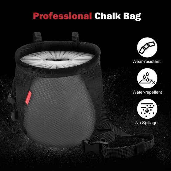 Rhino Valley Chalk Bag，No Leak Rock Climbing Strawstring Bag Drawstring Magnesia Sack with Adjustable Belt Carabiner for Gymnastics, Rock Climbing, Bouldering, Weight-Lifting, Crossfit - Image 2