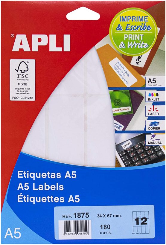 APLI 581875 – Self-Adhesive Labels Multi-Purpose (A5), White