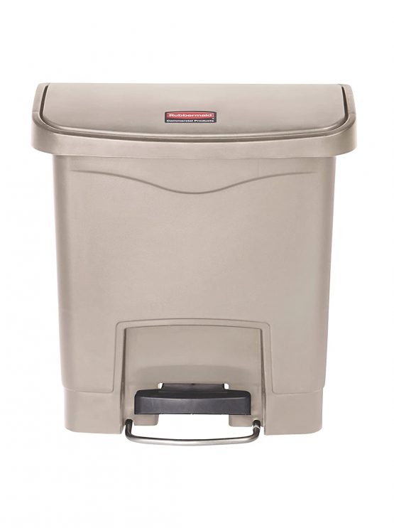 Rubbermaid Commercial Products 1883455, 1883455 15 Litre Front Step Step-On Resin Wastebasket - Beige - Image 2