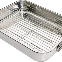 KitchenCraft Stainless Steel Roasting Tin with Rack, Large, 43 x 31 cm, Silver