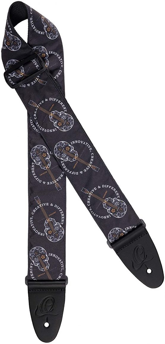 ORTEGA Nylon Guitar Strap - Black Skull 65mm (OSN-65SKBK)