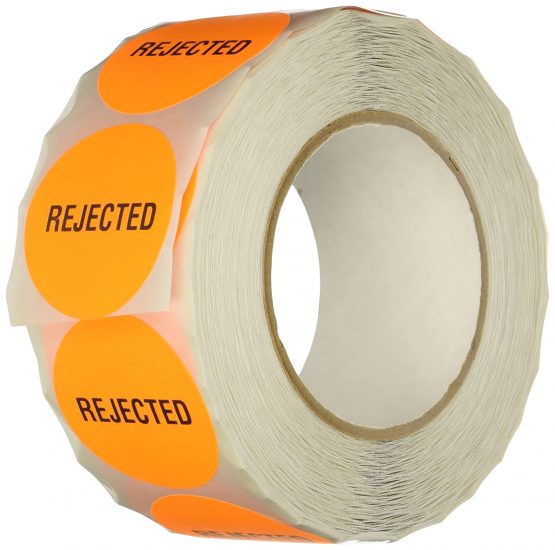 TapeCase INVLBL-031 Orange"Rejected" Inventory Control Label - 1000 per pack (1 Pack)