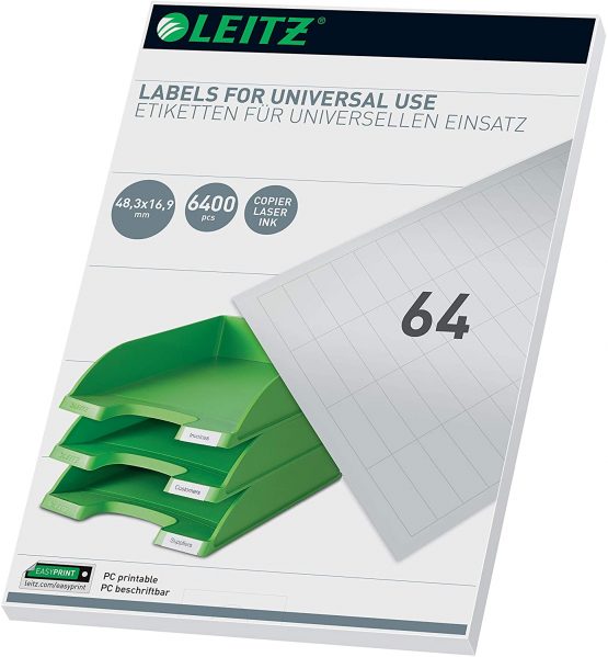Leitz 61810001 PC Writeable Universal Labels 48 x 16.9 mm White